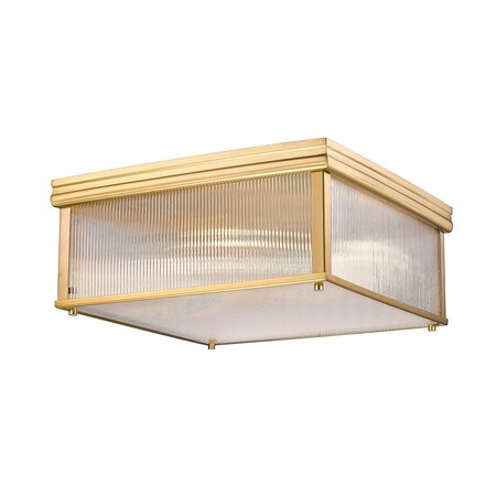Z-Lite Carnaby Flush Mount, 4-Light, 18 In.W x 8 In.H, Modern Gold/Clear Ribbed 7504FS18-MGLD